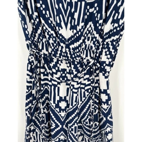 MSK Halter Strapless Jumpsuit Romper Medium Navy Orange Abstract Lightweight - Picture 9 of 10